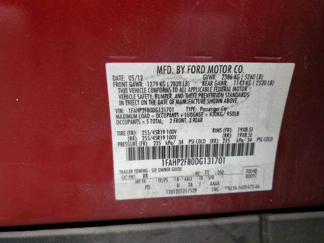 Photo 10 from auction – 2013 FORD TAURUS LIM with VIN 1FAHP2F80DG131701