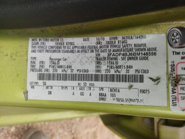 Photo 10 from auction – 2011 FORD FIESTA SE with VIN 3FADP4BJ6BM148556