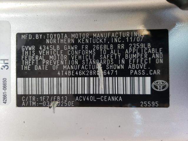 Photo 10 from auction – 2008 TOYOTA CAMRY CE with VIN 4T4BE46K28R026471