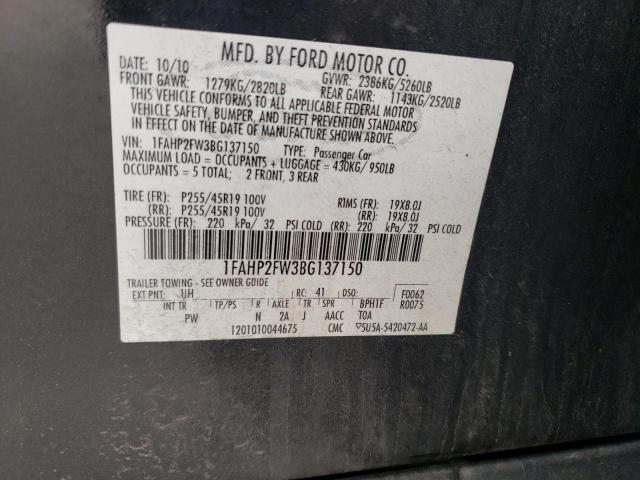 Photo 10 from auction – 2011 FORD TAURUS LIM with VIN 1FAHP2FW3BG137150
