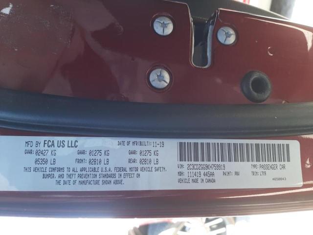 Photo 10 from auction – 2019 DODGE CHALLENGER with VIN 2C3CDZGG9KH759919