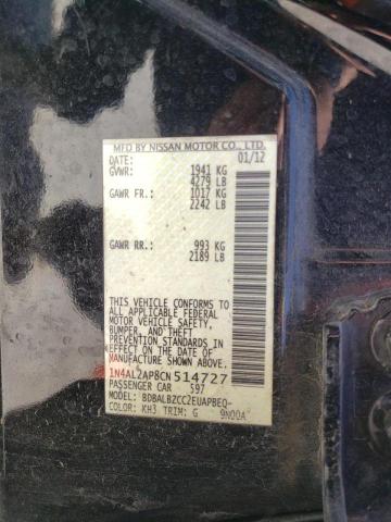 Photo 10 from auction – 2012 NISSAN ALTIMA BAS with VIN 1N4AL2AP8CN514727