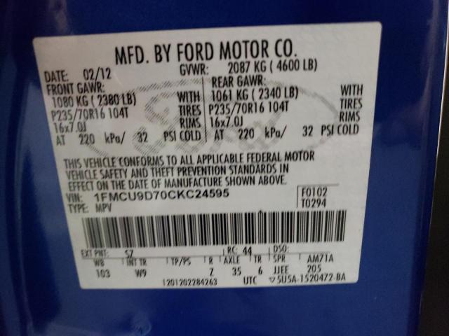 Photo 10 from auction – 2012 FORD ESCAPE XLT with VIN 1FMCU9D70CKC24595