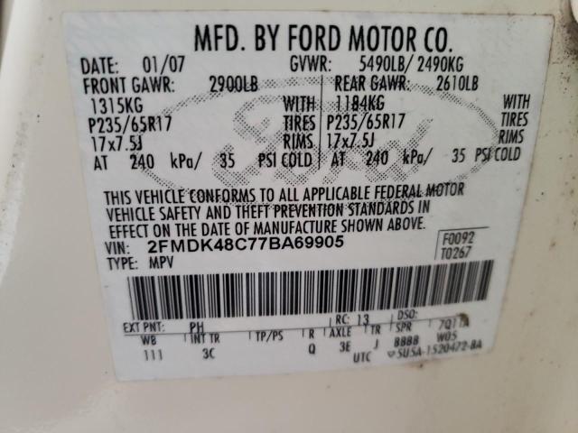 Photo 10 from auction – 2007 FORD EDGE SEL with VIN 2FMDK48C77BA69905