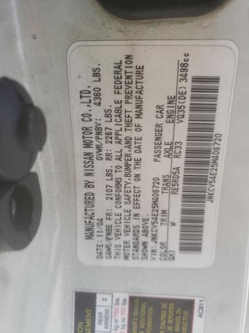 Photo 10 from auction – 2005 INFINITI G35 with VIN JNKCV54E25M406720