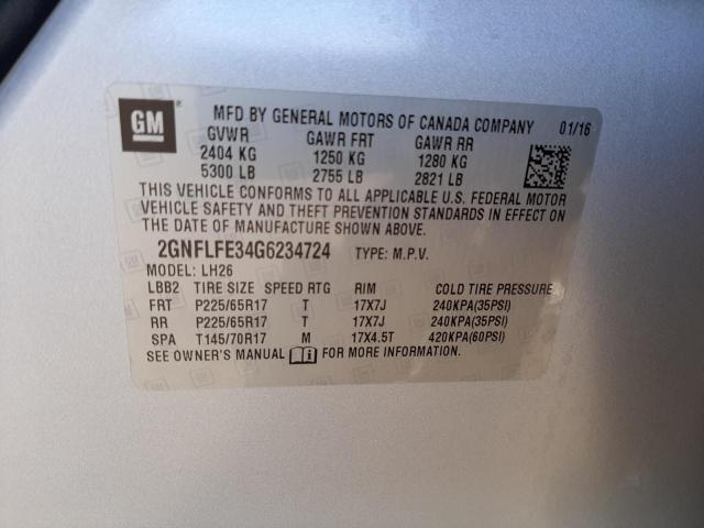 Photo 10 from auction – 2016 CHEVROLET EQUINOX LT with VIN 2GNFLFE34G6234724