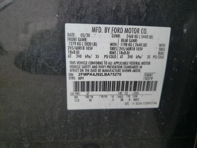 Photo 10 from auction – 2020 FORD EDGE SEL with VIN 2FMPK4J92LBA75276