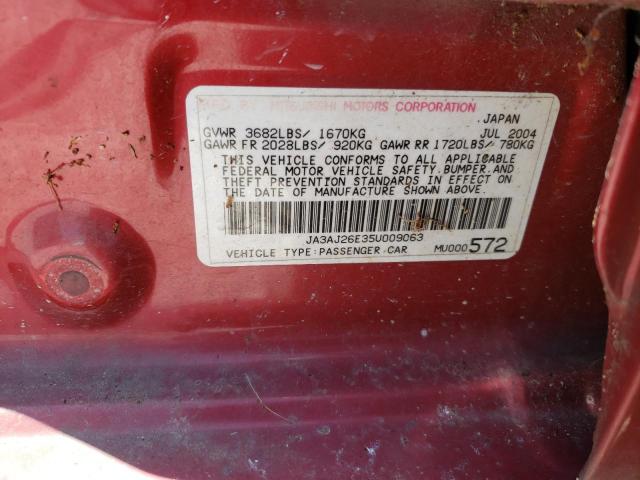 Photo 10 from auction – 2005 MITSUBISHI LANCER ES with VIN JA3AJ26E35U009063