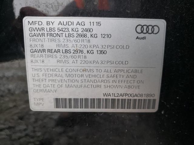 Photo 10 from auction – 2016 AUDI Q5 PREMIUM with VIN WA1L2AFP0GA081890