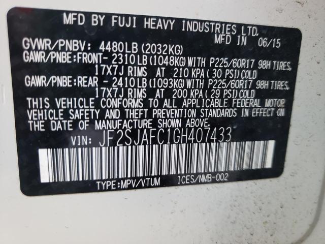 Photo 10 from auction – 2016 SUBARU FORESTER 2 with VIN JF2SJAFC1GH407433