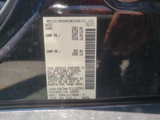 Photo 10 from auction – 2021 NISSAN ALTIMA SV with VIN 1N4BL4DV1MN351091