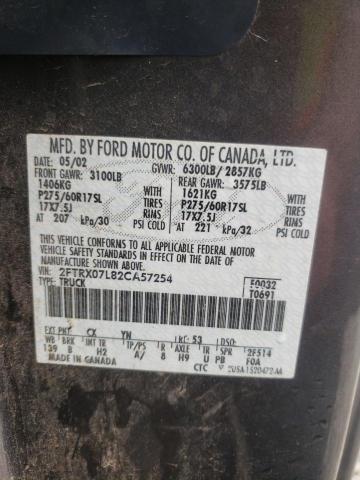Photo 10 from auction – 2002 FORD F150 with VIN 2FTRX07L82CA57254
