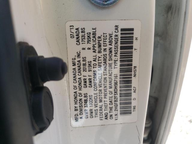 Photo 10 from auction – 2013 HONDA CIVIC LX with VIN 2HGFB2F5XDH567161
