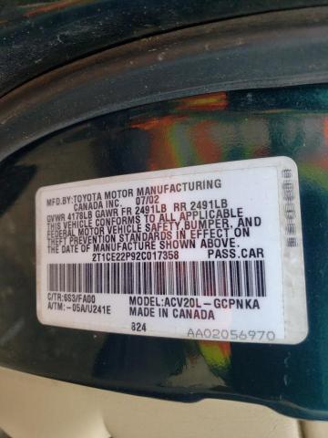 Photo 10 from auction – 2002 TOYOTA CAMRY SOLA with VIN 2T1CE22P92C017358