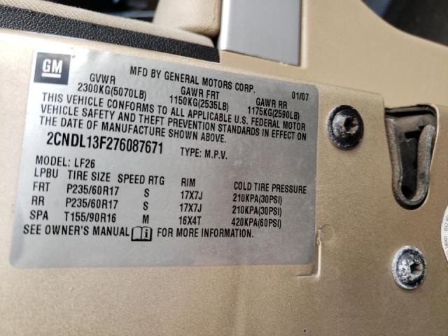 Photo 10 from auction – 2007 CHEVROLET EQUINOX LS with VIN 2CNDL13F276087671