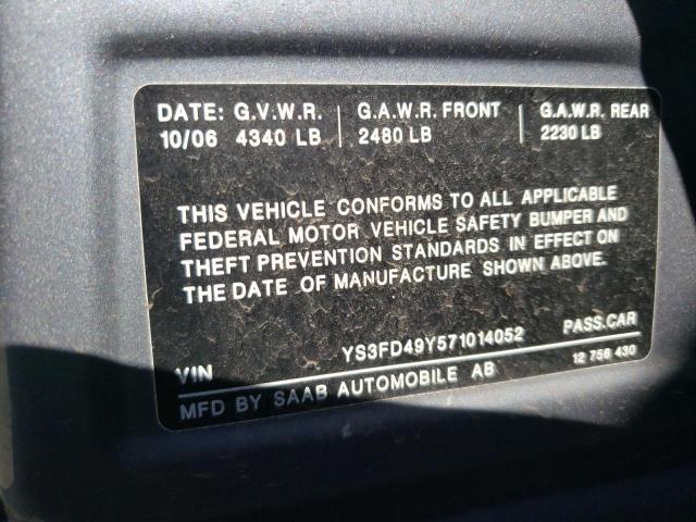 Photo 10 from auction – 2007 SAAB 9-3 2.0T with VIN YS3FD49Y571014052