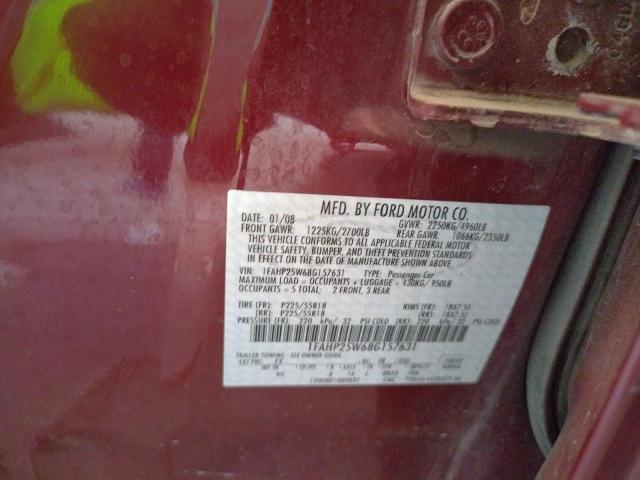Photo 10 from auction – 2008 FORD TAURUS LIM with VIN 1FAHP25W68G157631