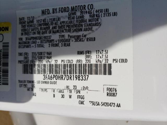 Photo 10 from auction – 2013 FORD FUSION SE with VIN 3FA6P0HR7DR198337