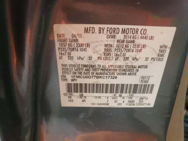 Photo 10 from auction – 2011 FORD ESCAPE XLT with VIN 1FMCU0D77BKC17329