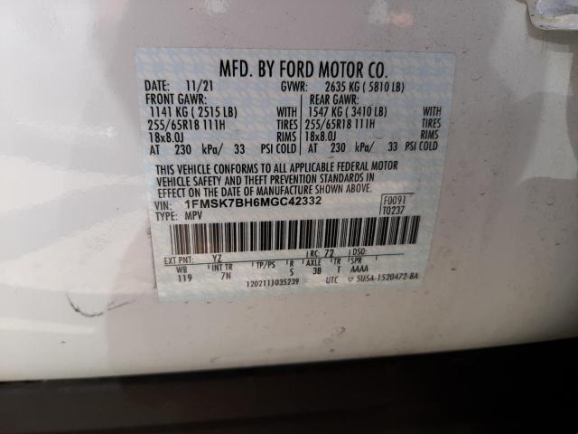 Photo 10 from auction – 2021 FORD EXPLORER with VIN 1FMSK7BH6MGC42332