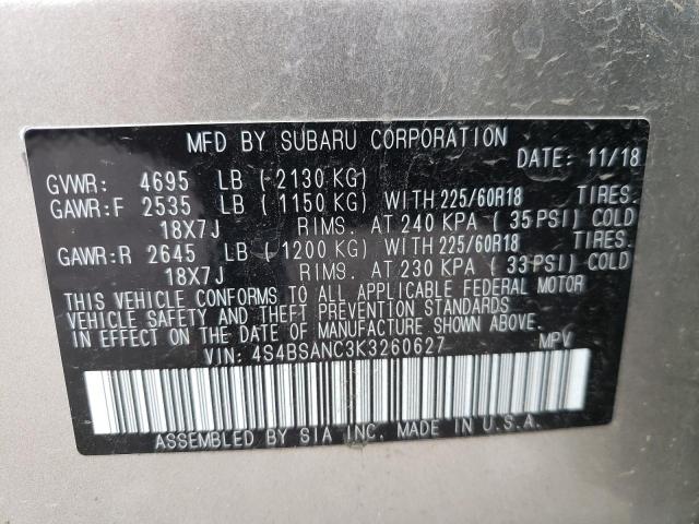 Photo 10 from auction – 2019 SUBARU OUTBACK 2. with VIN 4S4BSANC3K3260627