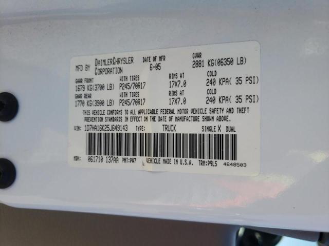 Photo 10 from auction – 2005 DODGE RAM 1500 S with VIN 1D7HA16K25J649143