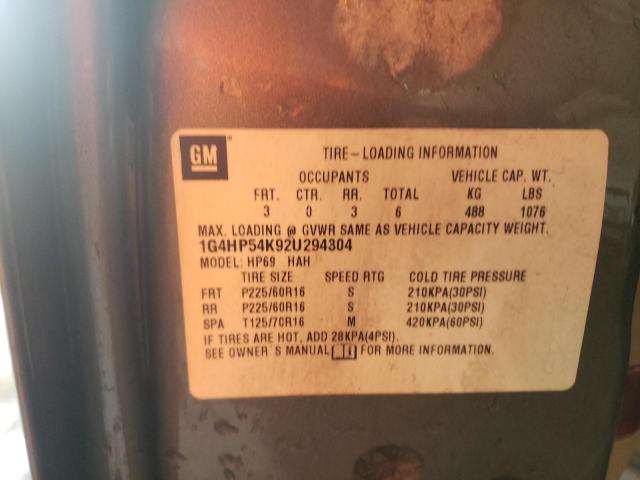 Photo 10 from auction – 2002 BUICK LESABRE CU with VIN 1G4HP54K92U294304
