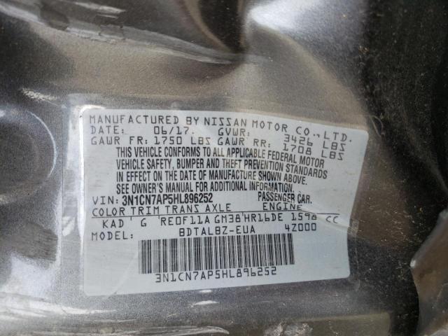Photo 10 from auction – 2017 NISSAN VERSA S with VIN 3N1CN7AP5HL896252