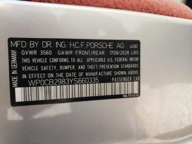 Photo 10 from auction – 2000 PORSCHE BOXSTER S with VIN WP0CB2983YS660335