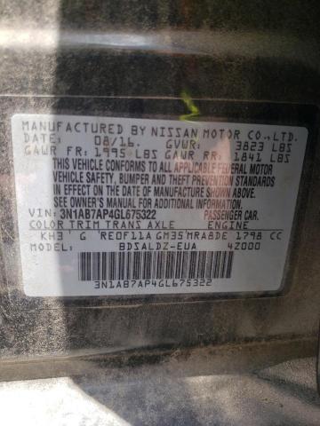 Photo 10 from auction – 2016 NISSAN SENTRA S with VIN 3N1AB7AP4GL675322