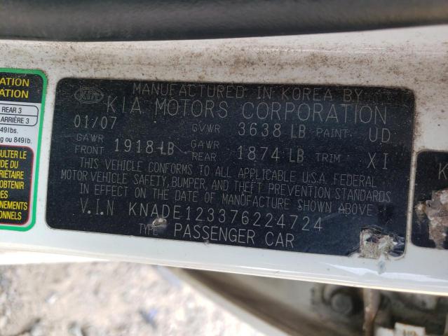 Photo 10 from auction – 2007 KIA RIO BASE with VIN KNADE123376224724