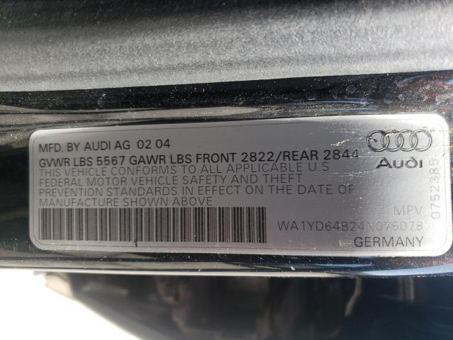 Photo 10 from auction – 2004 AUDI ALLROAD with VIN WA1YD64B24N075078