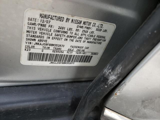 Photo 10 from auction – 2008 INFINITI EX35 BASE with VIN JNKAJ09F88M352870