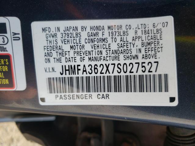 Photo 10 from auction – 2007 HONDA CIVIC with VIN JHMFA362X7S027527