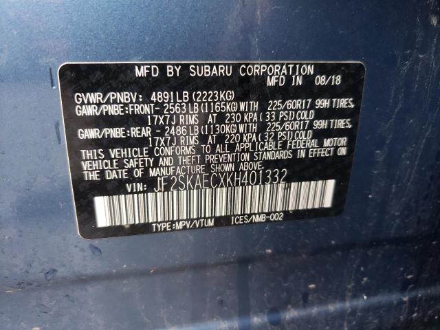 Photo 10 from auction – 2019 SUBARU FORESTER P with VIN JF2SKAECXKH401332