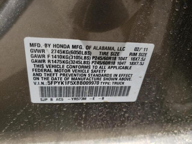Photo 10 from auction – 2011 HONDA RIDGELINE with VIN 5FPYK1F5XBB009970