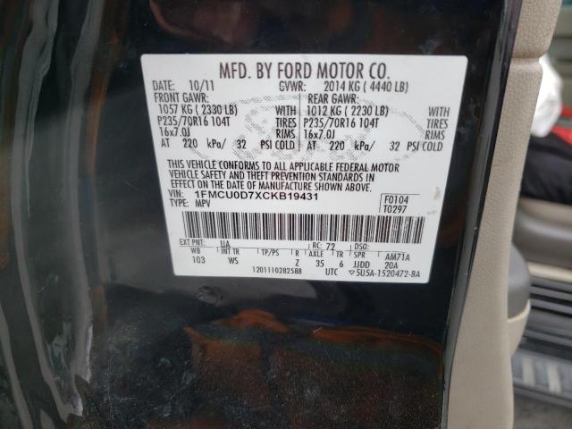 Photo 10 from auction – 2012 FORD ESCAPE XLT with VIN 1FMCU0D7XCKB19431
