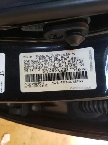Photo 10 from auction – 2012 TOYOTA COROLLA BA with VIN 5YFBU4EE4CP006967
