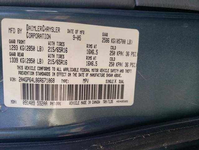 Photo 10 from auction – 2006 CHRYSLER TOWN AND C with VIN 2A4GP64L86R671068