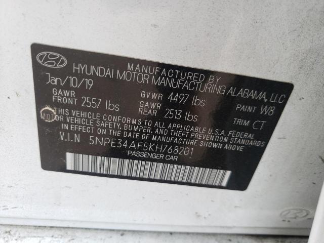 Photo 10 from auction – 2019 HYUNDAI SONATA LIM with VIN 5NPE34AF5KH768201
