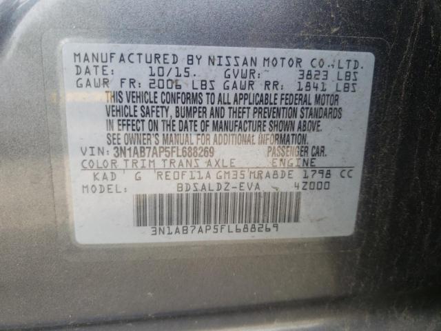 Photo 10 from auction – 2015 NISSAN SENTRA S with VIN 3N1AB7AP5FL688269