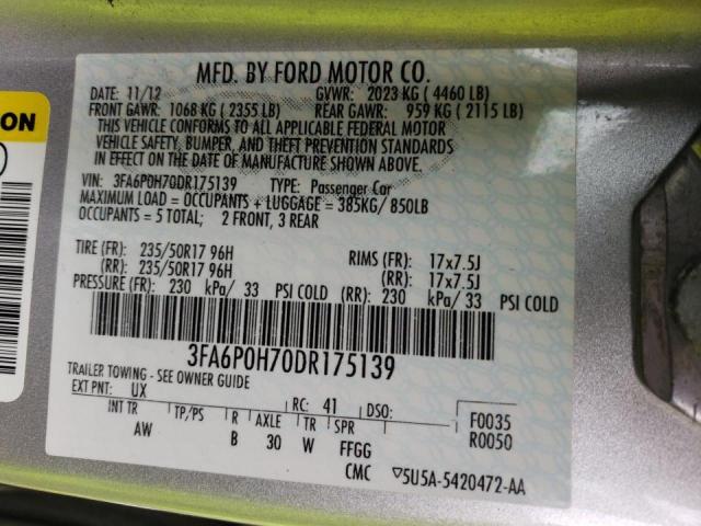Photo 10 from auction – 2013 FORD FUSION SE with VIN 3FA6P0H70DR175139