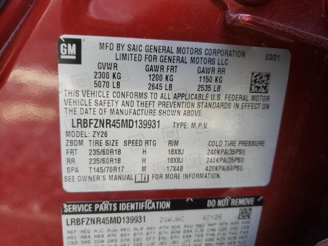 Photo 10 from auction – 2021 BUICK ENVISION E with VIN LRBFZNR45MD139931