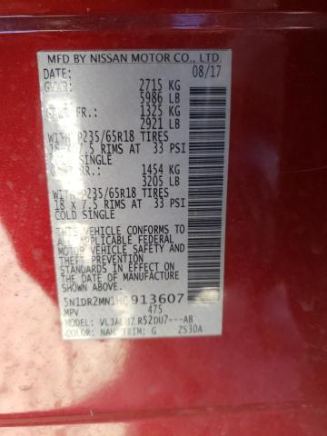 Photo 10 from auction – 2017 NISSAN PATHFINDER with VIN 5N1DR2MN1HC913607