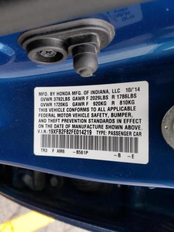 Photo 10 from auction – 2015 HONDA CIVIC EX with VIN 19XFB2F82FE014219