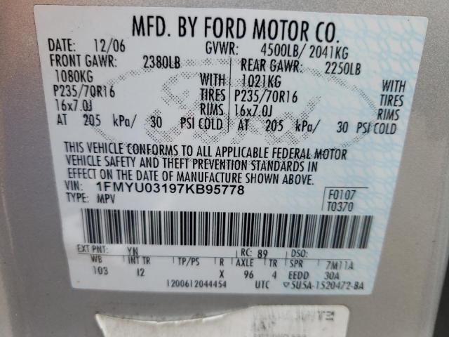 Photo 10 from auction – 2007 FORD ESCAPE with VIN 1FMYU03197KB95778