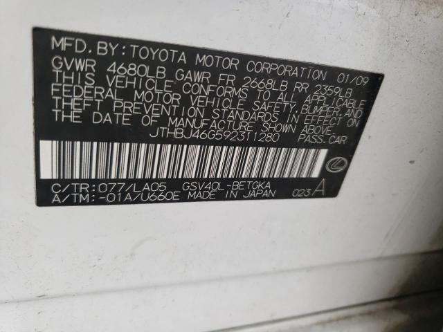 Photo 10 from auction – 2009 LEXUS ES 350 with VIN JTHBJ46G592311280