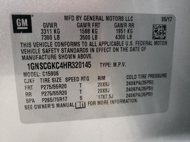 Photo 10 from auction – 2017 CHEVROLET SUBURBAN C with VIN 1GNSCGKC4HR320145