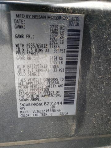 Photo 10 from auction – 2016 NISSAN PATHFINDER with VIN 5N1AR2MN5GC627244