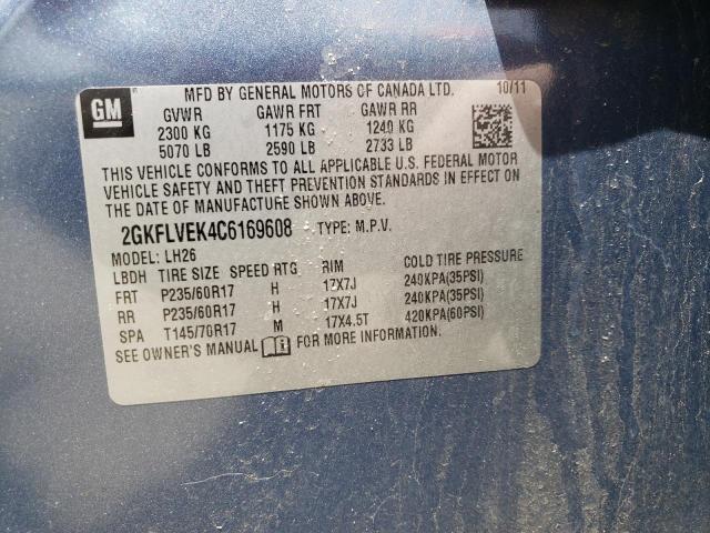 Photo 10 from auction – 2012 GMC TERRAIN SL with VIN 2GKFLVEK4C6169608